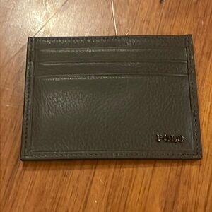 Polo Ralph Lauren Card Case Olive Green new Wallet Leather Mens